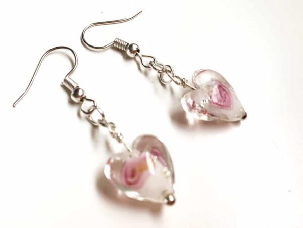 Clear Glass Floral Heart Earrings - product image 2