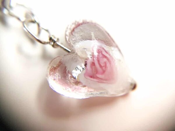 Clear Glass Floral Heart Earrings - product image 3