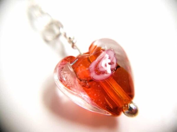 Red Floral Glass Heart Earrings - product image 3