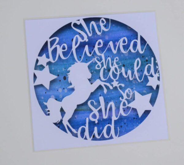 She Believed She Could So She Did / Shadow Box Frame / Paper Cut Art / Glitter and Unicorns - product image 5