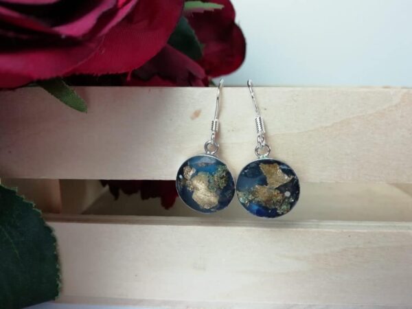 Navy black silver space planet sterling silver drop earrings - product image 4