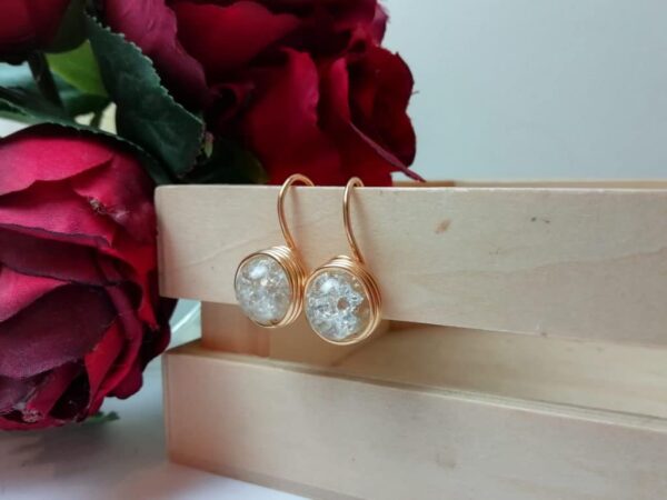 Gold plated wire wrap drop earrings - main product image