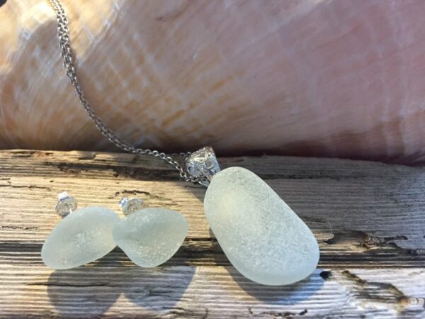 Sea Glass Earrings, Sea Glass Pendant, Sea Glass Jewellery, Mermaids Tears, Gifts For Her, - main product image