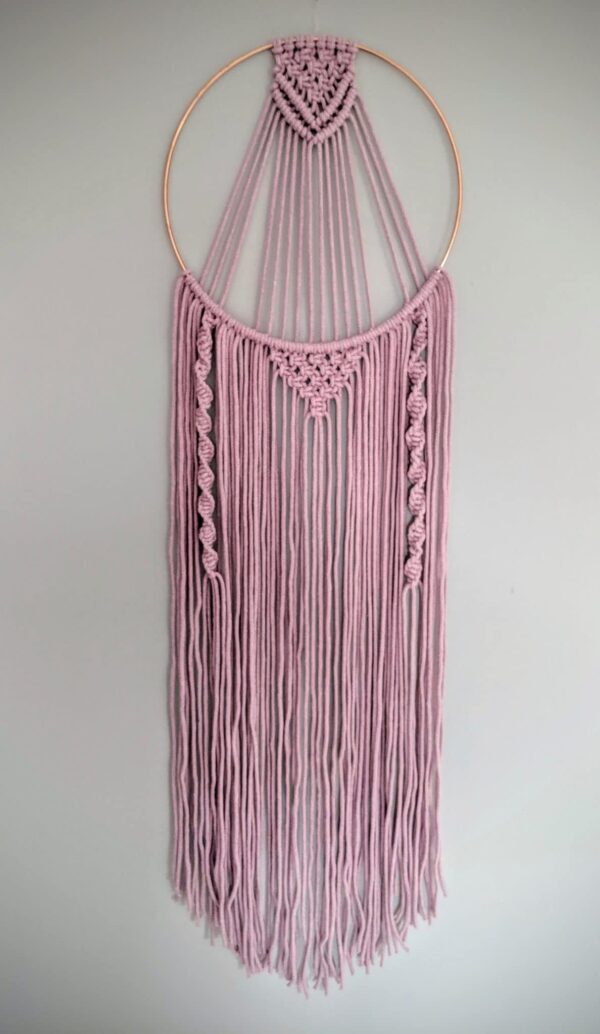 Macrame Dreamcatcher Dusky Pink Grey Boho Wall Hanging - product image 3