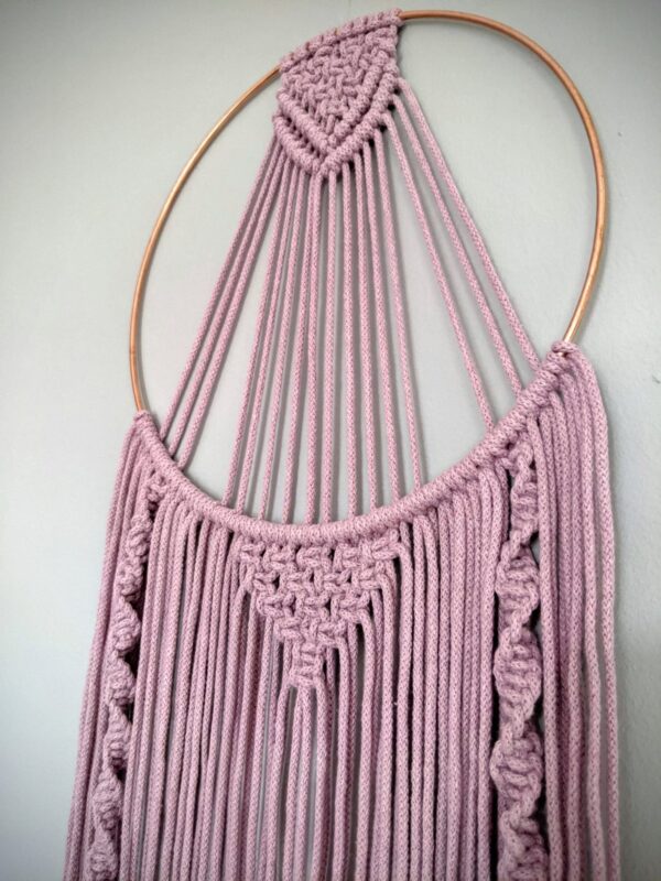 Macrame Dreamcatcher Dusky Pink Grey Boho Wall Hanging - product image 2