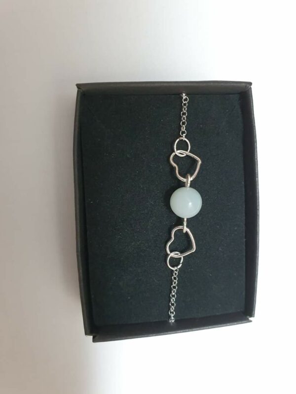 Sterling silver love heart and Amazonite bracelet - main product image