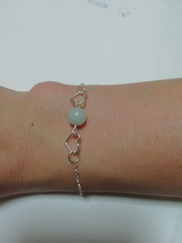 Sterling silver love heart and Amazonite bracelet - product image 2