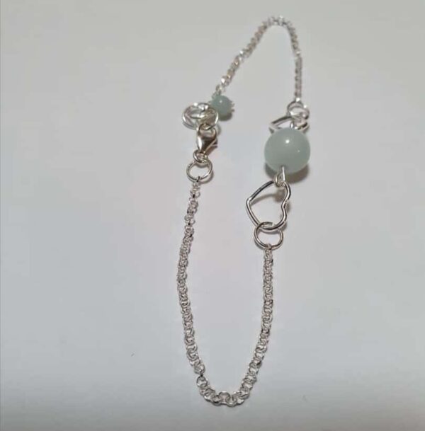 Sterling silver love heart and Amazonite bracelet - product image 4