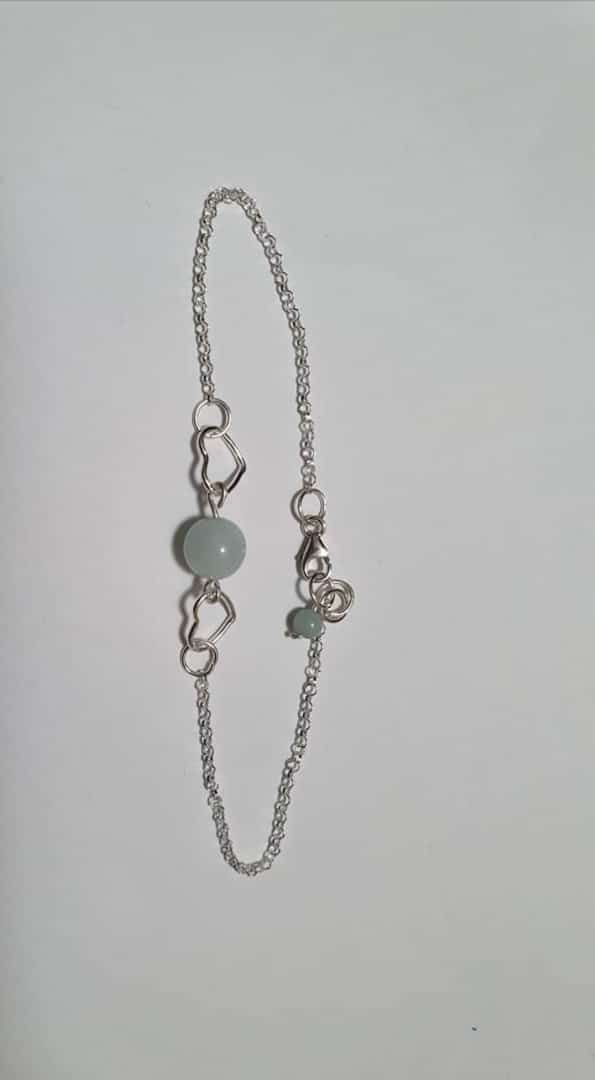 Sterling silver love heart and Amazonite bracelet - product image 3