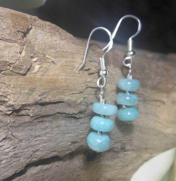 Natural Amazonite 3 stone drop earrings 925 Sterling Silver - product image 2