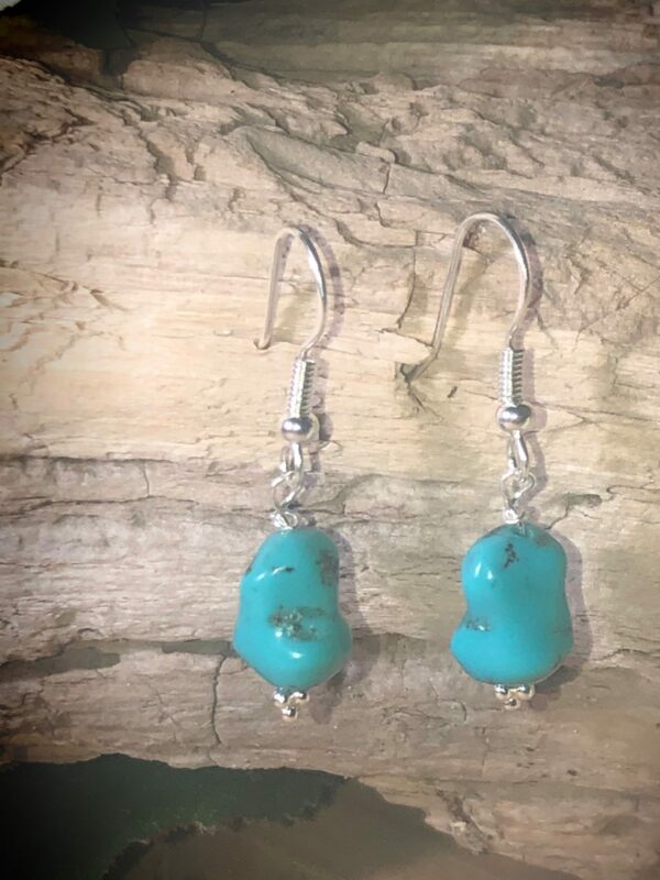 Sterling Silver and Genuine Natural Turquoise stone earrings - product image 2