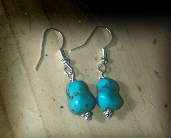 Sterling Silver and Genuine Natural Turquoise stone earrings - product image 3