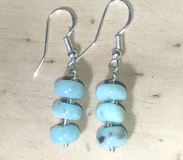 Natural Amazonite 3 stone drop earrings 925 Sterling Silver - product image 4