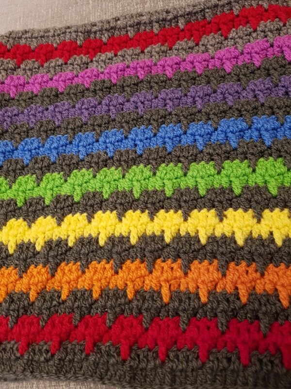 Crocheted handmade rainbow blanket - main product image