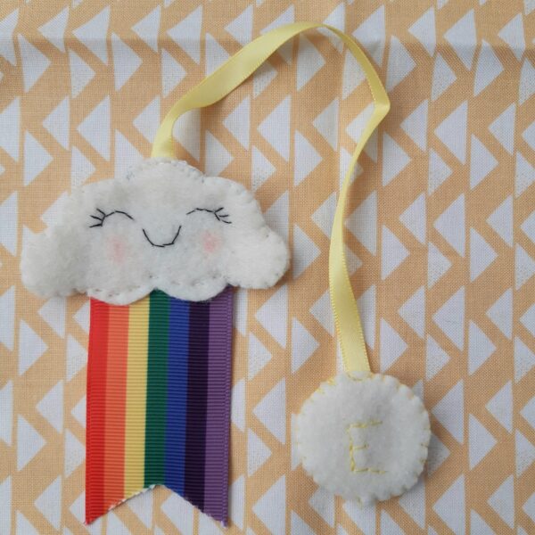 Kawaii Rainbow and sunshine felt bookmark - main product image