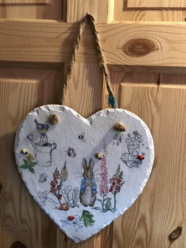 24cm Slate Heart with Peter Rabbit detail - product image 2