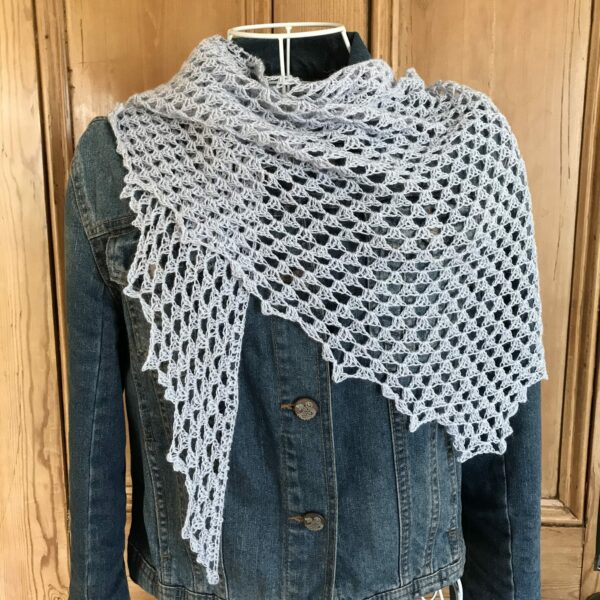 Crochet silk and alpaca lacy triangle scarf - main product image