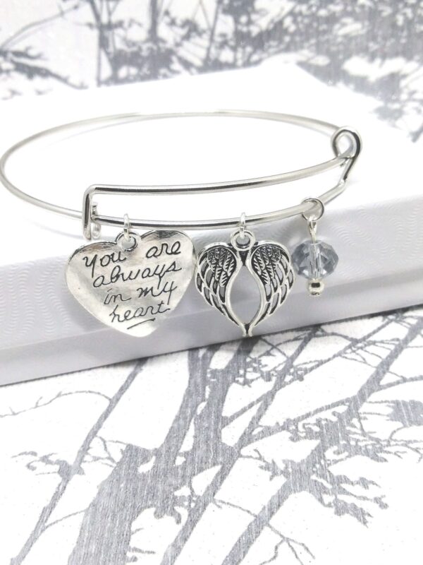 When Feathers Appear Steel Bangle Charm Bracelet - product image 3