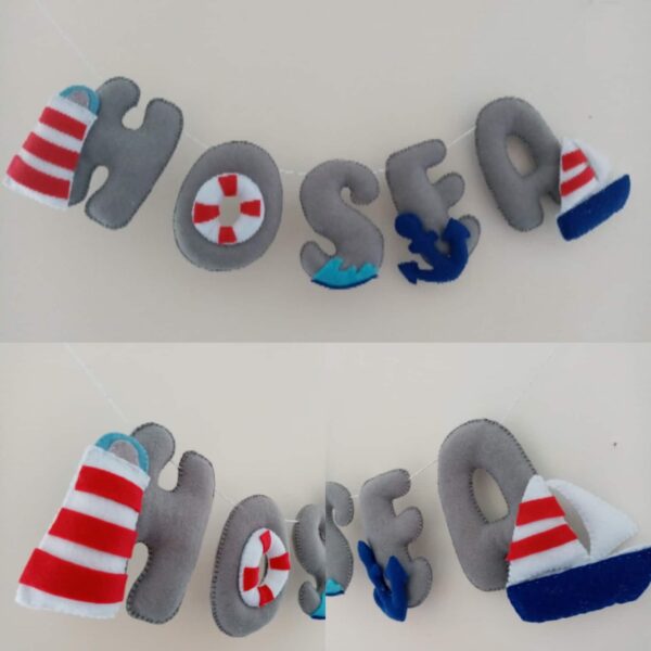 Felt Name Letters Nursery Room Decoration Garland Banner Nautical - main product image