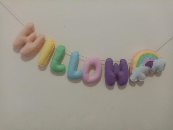 Felt Name Letters Nursery Room Decoration Garland Banner Rainbow Pastel Soft - product image 3