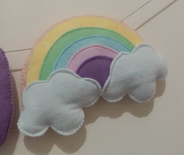 Felt Name Letters Nursery Room Decoration Garland Banner Rainbow Pastel Soft - product image 2