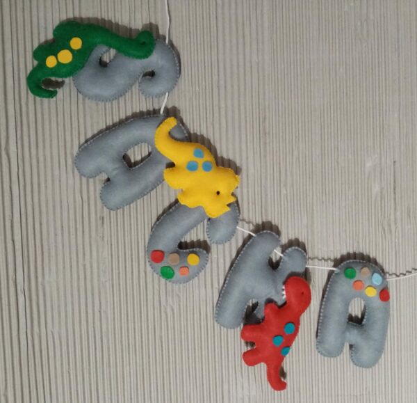 Felt Name Letters Nursery Room Decoration Garland Banner Dinosaur - product image 2