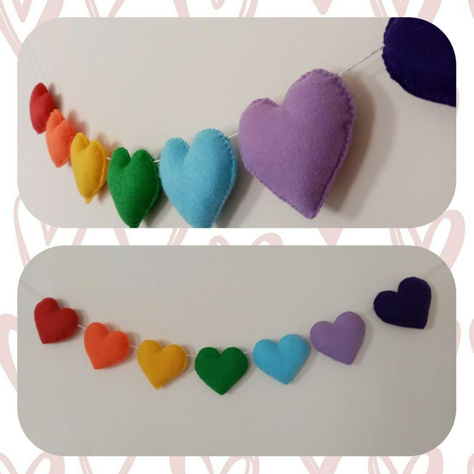 Kids room decor personalised baby room decor Choose your colours heart plush Banner custom heart Garland heart nursery, heart bunting