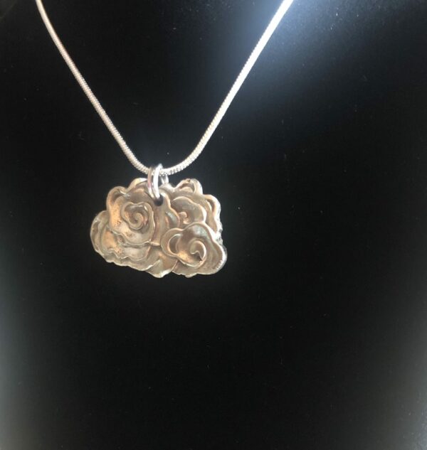 Handcrafted Sterling White Bronze swirling clouds Pendant 16” silver chain - product image 5