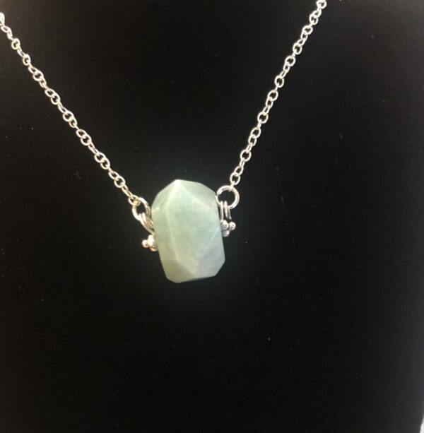 Genuine Amazonite Faceted gemstone pendant 21ct approx sterling silver fittings and 18” chain - product image 5