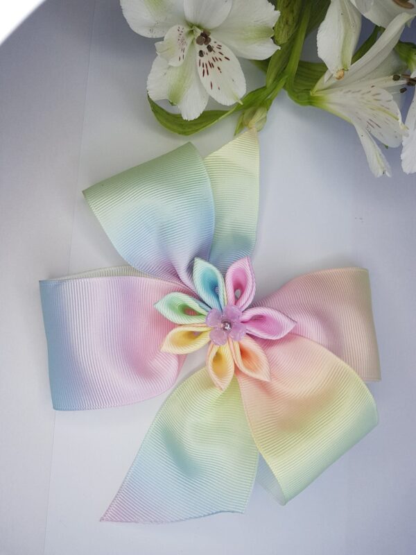 Rainbow hair bow clip - main product image