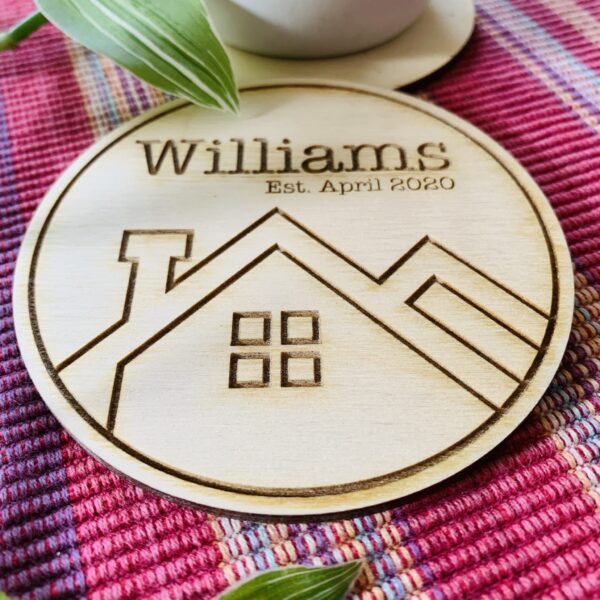 Personalised Plywood Coasters | Housewarming Coaster Gift - product image 3