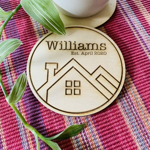 Personalised Plywood Coasters | Housewarming Coaster Gift - product image 4