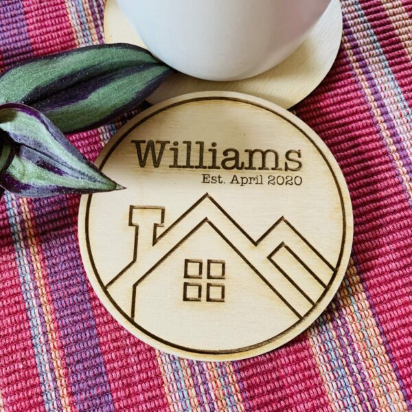 Personalised Plywood Coasters | Housewarming Coaster Gift - main product image