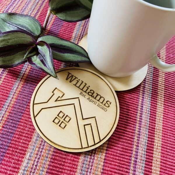 Personalised Plywood Coasters | Housewarming Coaster Gift - product image 2