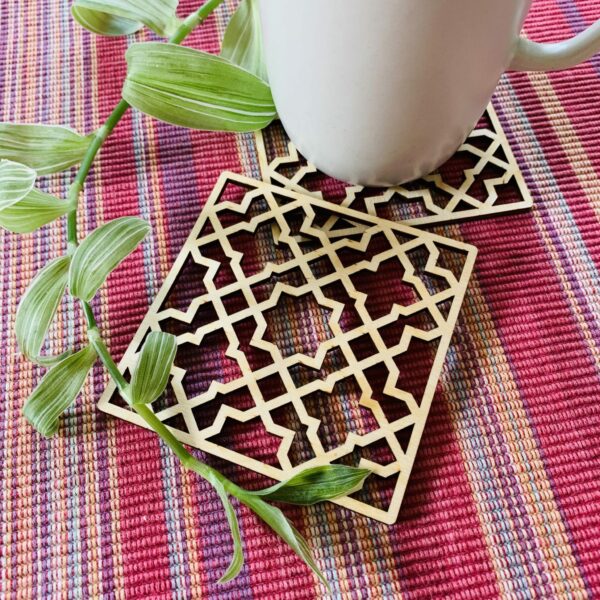 Geometric Plywood Coasters | Laser cut plywood coasters - product image 4