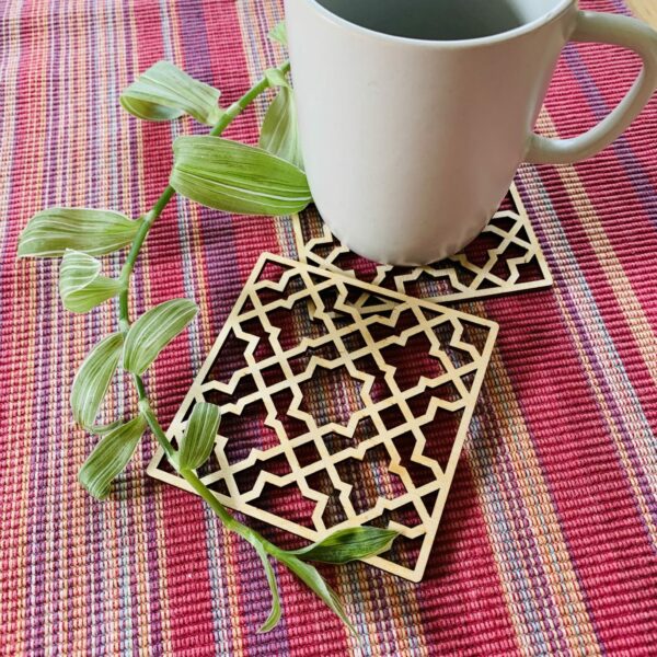 Geometric Plywood Coasters | Laser cut plywood coasters - product image 3