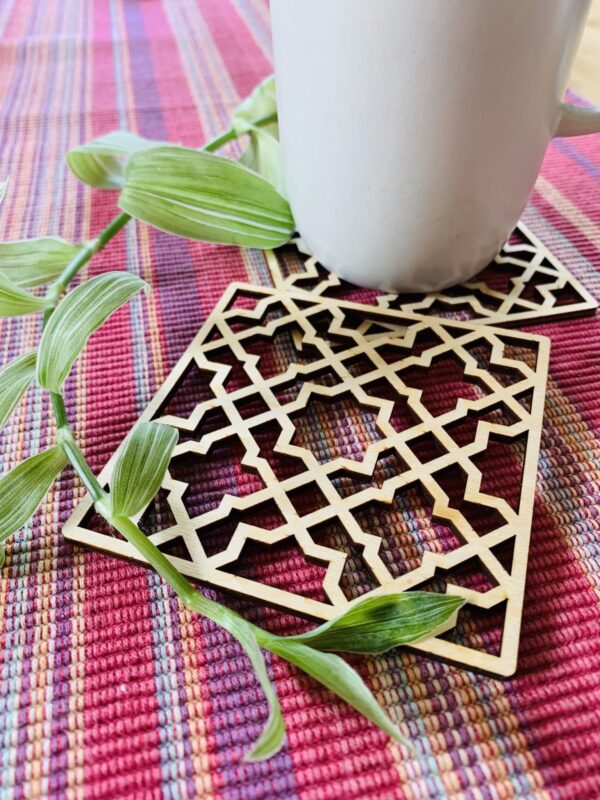 Geometric Plywood Coasters | Laser cut plywood coasters - product image 2