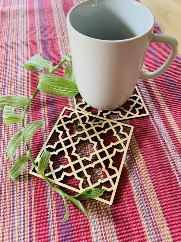 Geometric Plywood Coasters | Laser cut plywood coasters - main product image