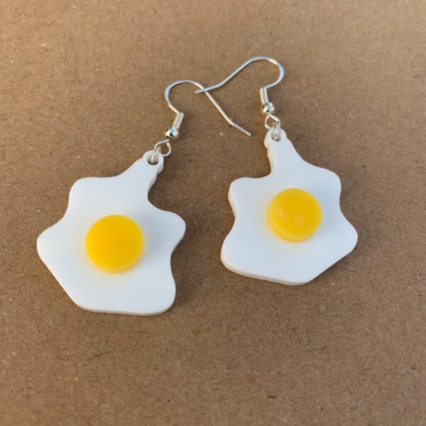 Fried Egg Earrings | Lasercut Acrylic Egg Earrings | Novelty Gift Earrings - product image 2