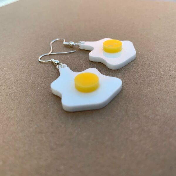 Fried Egg Earrings | Lasercut Acrylic Egg Earrings | Novelty Gift Earrings - product image 3