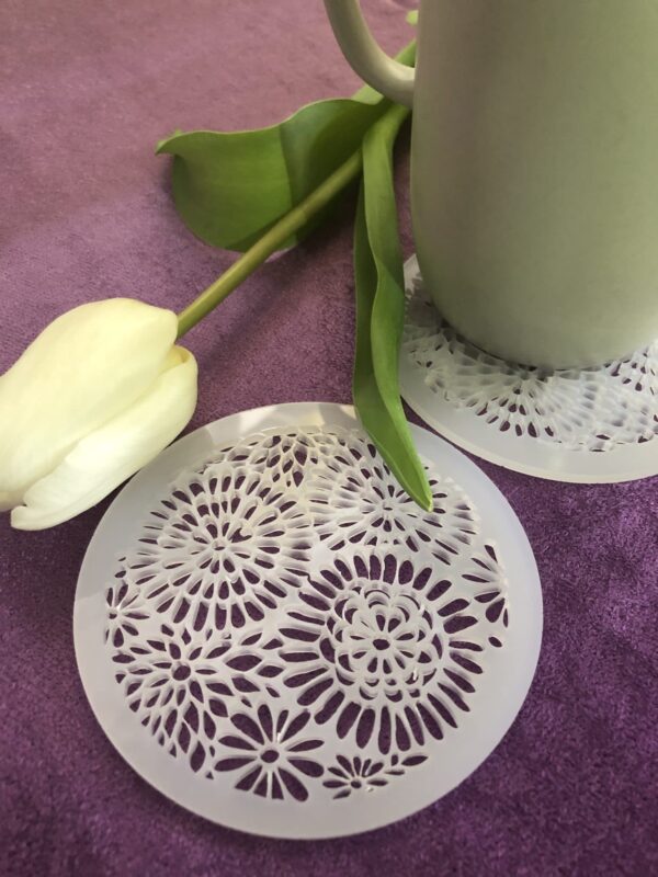 Floral Coasters | Laser cut acrylic coasters | Floral pattern - product image 2