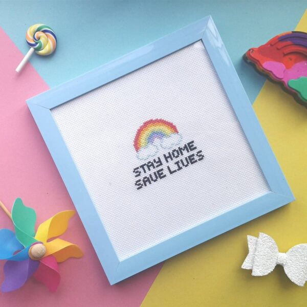 Stay Home Save Lives Cross Stitch (includes frame) - main product image