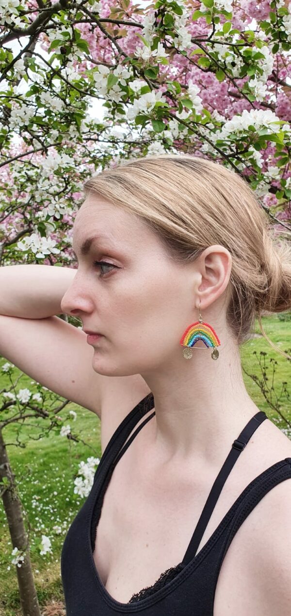 Rainbow statement dangle earrings - product image 5