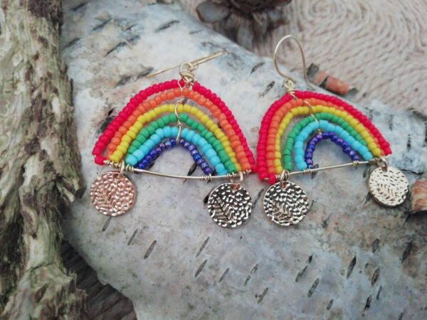 Rainbow statement dangle earrings - product image 3
