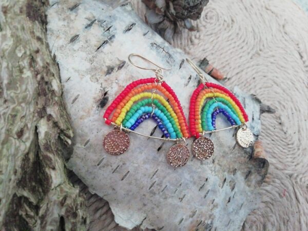 Rainbow statement dangle earrings - product image 2