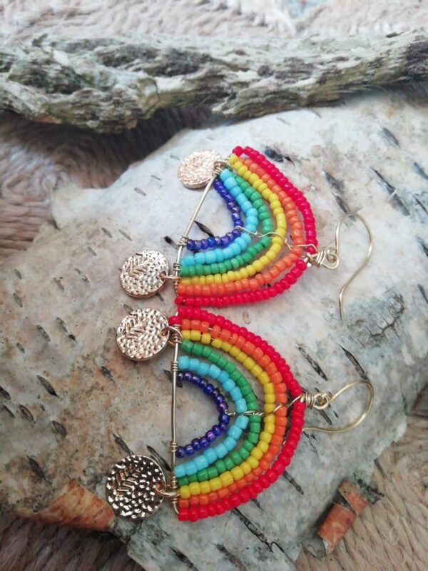 Rainbow statement dangle earrings - main product image