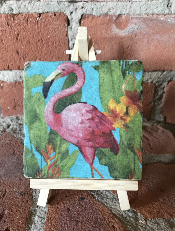 Flamingo Paradise natural stone coasters - main product image