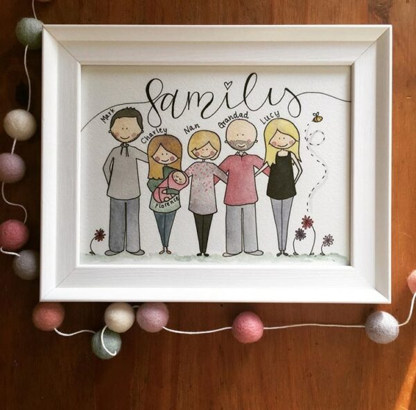 Bespoke, Hand Illustrated Family Portrait - main product image