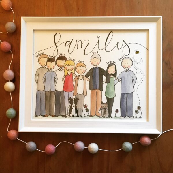 Bespoke, Hand Illustrated Family Portrait (10 x 8 ins) - product image 4