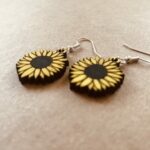 Sunflower Earrings | Lasercut Wood Flower Earrings | Novelty Gift Earrings